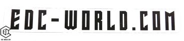 EDC-World®: Schriftzug "EDC-WORLD.COM" Aufkleber quadratisch, weiss/schwarz, klein