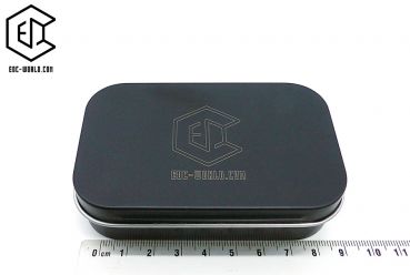 Blechdose rechteckig, schwarz, 95x62x22 mm mit EDC-World-Logo